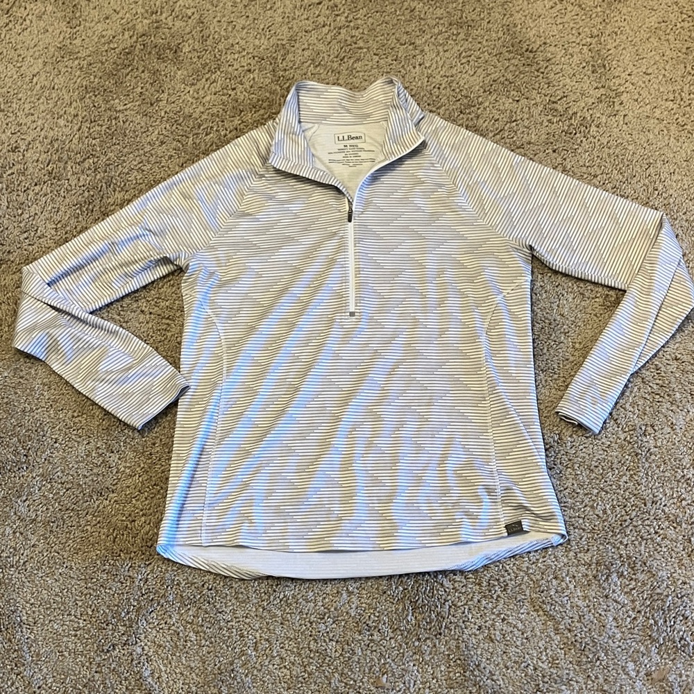 L.L. Bean Gray and White Striped Pullover
